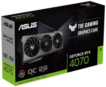 Видеокарта Asus PCI-E 4.0 TUF-RTX4070-O12G-GAMING NVIDIA GeForce RTX 4070 12288Mb 192 GDDR6X 2550/21000 HDMIx1 DPx3 HDCP Ret - купить недорого с доставкой в интернет-магазине