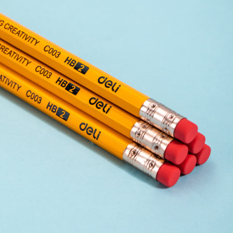 Карандаш ч/г Deli EC003-HB Scribe HB шестигран. тополь желтый карт.кор. (12шт) ластик - купить недорого с доставкой в интернет-магазине