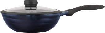Сковорода ВОК (WOK) Rondell Royal Blue RDA-1548 круглая 28см покрытие: Eclipse HB ручка несъемная (с крышкой) синий - купить недорого с доставкой в интернет-магазине