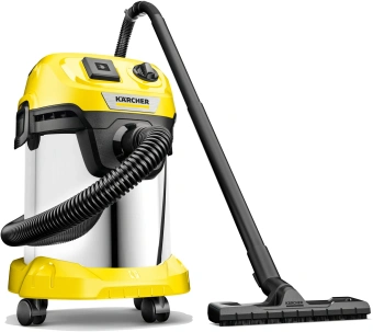Строительный пылесос Karcher WD 3 P S V-17/4/20 1000Вт (уборка: сухая/влажная/выдув/сбор воды) желтый - купить недорого с доставкой в интернет-магазине