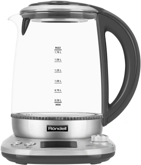 Чайник электрический Rondell RDE-1003 1.7л. 2200Вт черный корпус: стекло/металл - купить недорого с доставкой в интернет-магазине