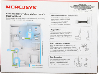 Сетевой адаптер Powerline Mercusys MP510 KIT AV1000 Gigabit Ethernet (ант.внеш.несъем.) 2ант. (упак.:2шт) - купить недорого с доставкой в интернет-магазине