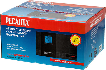 Стабилизатор напряжения Ресанта АСН-12000/1-ЭМ однофазный серый (63/1/17) - купить недорого с доставкой в интернет-магазине