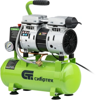 Компрессор поршневой Сибртех МБ 750/10 безмасляный 150л/мин 10л 750Вт зеленый - купить недорого с доставкой в интернет-магазине