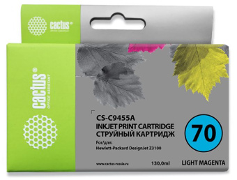 Картридж струйный Cactus CS-C9455A №70 светло-пурпурный (130мл) для HP DJ Z3100 - купить недорого с доставкой в интернет-магазине