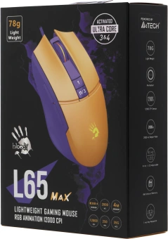 Мышь A4Tech Bloody L65 Max желтый/фиолетовый оптическая 12000dpi USB 6but (L65 MAX/ROYAL VIOLET) - купить недорого с доставкой в интернет-магазине