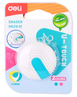 Ластик Deli EH02901 U-touch круглый 45x10мм ассорти с держателем блистер - купить недорого с доставкой в интернет-магазине