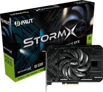 Видеокарта Palit PCI-E 4.0 RTX4060 STORMX NVIDIA GeForce RTX 4060 8Gb 128bit GDDR6 1830/17000 HDMIx1 DPx3 HDCP Ret - купить недорого с доставкой в интернет-магазине