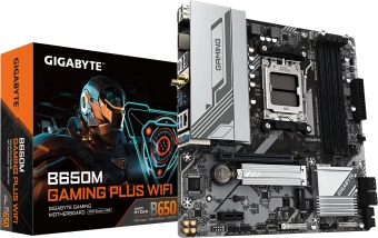 Материнская плата Gigabyte B650M GAMING PLUS WF SocketAM5 AMD B650 4xDDR5 mATX AC`97 8ch(7.1) 2.5Gg RAID+HDMI+DP - купить недорого с доставкой в интернет-магазине