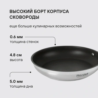 Сковорода Rondell Flamme RDS-1675 круглая 28см покрытие: Eclipse ручка несъемная (без крышки) стальной - купить недорого с доставкой в интернет-магазине