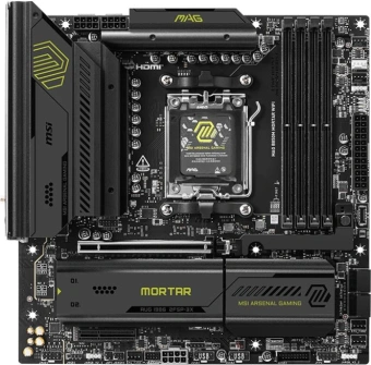 Материнская плата MSI MAG B850M MORTAR WIFI SocketAM5 AMD B850 4xDDR5 mATX AC`97 8ch(7.1) 5Gigabit RAID+HDMI - купить недорого с доставкой в интернет-магазине