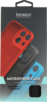 Чехол (клип-кейс) BoraSCO для Apple iPhone 15 Pro Microfiber Case черный (72429) - купить недорого с доставкой в интернет-магазине