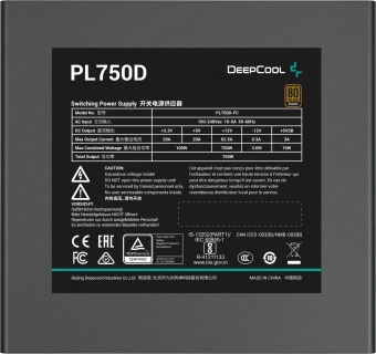 Блок питания Deepcool ATX 750W PL750D 80+ bronze (20+4pin) APFC 120mm fan 8xSATA RTL - купить недорого с доставкой в интернет-магазине