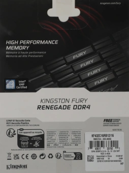 Память DDR4 16GB 3200MHz Kingston KF432C16RB12/16 Fury Renegade Black RTL Gaming PC4-25600 CL16 DIMM 288-pin 1.35В dual rank с радиатором Ret - купить недорого с доставкой в интернет-магазине