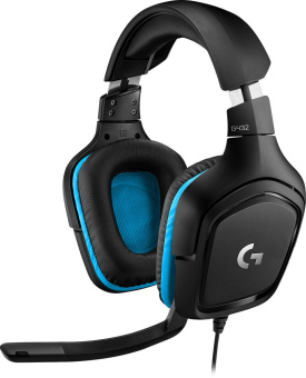 Наушники с микрофоном Logitech G432 черный/синий 2м мониторные USB оголовье (981-000770) - купить недорого с доставкой в интернет-магазине