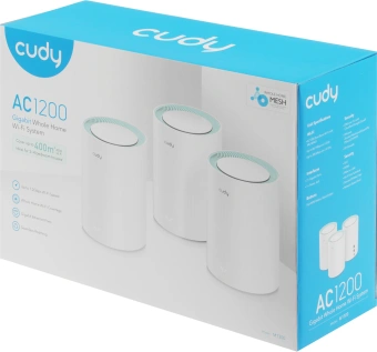 Бесшовный Mesh роутер Cudy M1300 (M1300(3-PACK)) AC1200 10/100/1000BASE-TX белый (упак.:3шт) - купить недорого с доставкой в интернет-магазине