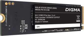 Накопитель SSD Digma PCIe 3.0 x4 512GB DGSM3512GP53T Mega P5 M.2 2280 - купить недорого с доставкой в интернет-магазине