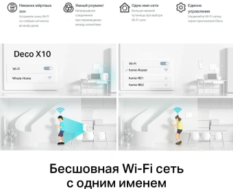 Бесшовный Mesh роутер TP-Link Deco X10 (DECO X10(2-PACK)) AX1500 10/100/1000BASE-TX белый (упак.:2шт) - купить недорого с доставкой в интернет-магазине