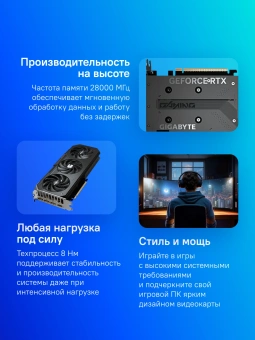 Видеокарта Gigabyte PCI-E 5.0 GV-N5060GAMING OC-8GD 1.0 NVIDIA GeForce RTX 5060 8Gb 128bit GDDR7 2595/28000 HDMIx1 DPx3 HDCP Ret - купить недорого с доставкой в интернет-магазине