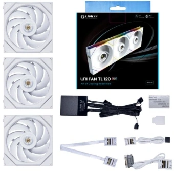 Вентилятор для корпуса Lian-Li Uni Fan TL 120 ARGB 120х120x28 белый 7-pin 33дБ (упак.:3шт) (G99.12TL3W.00) Ret - купить недорого с доставкой в интернет-магазине