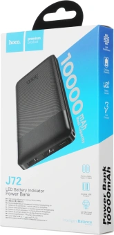 Мобильный аккумулятор Hoco J72 Easy travel 10000mAh 2A 2xUSB-A черный - купить недорого с доставкой в интернет-магазине