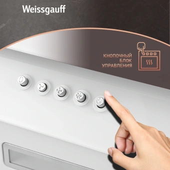 Вытяжка каминная Weissgauff Zaurak 60 PB белый управление: кнопочное (1 мотор) - купить недорого с доставкой в интернет-магазине