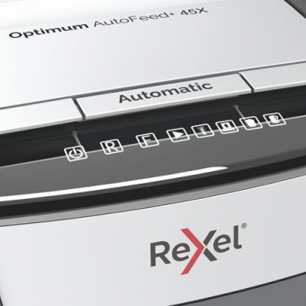 Шредер Rexel Optimum AutoFeed 45X черный с автоподачей (секр.P-4) фрагменты 45лист. 20лтр. скрепки скобы пл.карты - купить недорого с доставкой в интернет-магазине