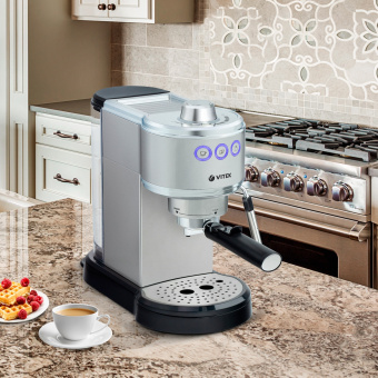 Кофеварка рожковая Vitek VT-1515 1350Вт серебристый - купить недорого с доставкой в интернет-магазине