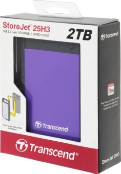 Жесткий диск Transcend USB3.0 2TB TS2TSJ25H3P StoreJet 25H3P (5400rpm) 2.5" фиолетовый - купить недорого с доставкой в интернет-магазине