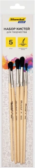Набор кистей Silwerhof Color белка имит. (наб.5шт) круглая №1-5 дерев.ручка - купить недорого с доставкой в интернет-магазине