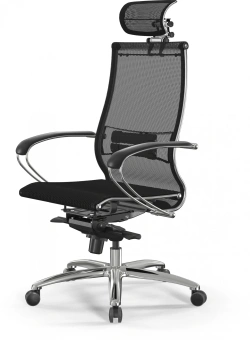 Кресло Метта Samurai S-2 черный сиденье черный сетка с подголов. крестов. металл хром - купить недорого с доставкой в интернет-магазине