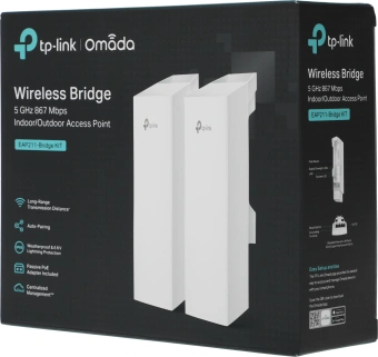Точка доступа TP-Link EAP211-Bridge KIT AC900 10/100/1000BASE-TX/Wi-Fi белый (упак.:2шт) - купить недорого с доставкой в интернет-магазине