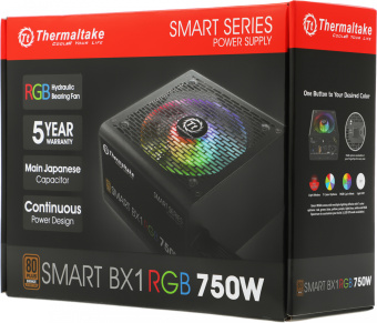 Блок питания Thermaltake ATX 750W Smart BX1 RGB 80+ bronze (20+4pin) APFC 120mm fan color LED 8xSATA RTL - купить недорого с доставкой в интернет-магазине