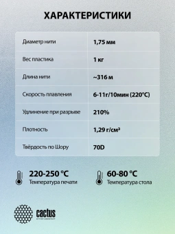 Пластик для принтера 3D Cactus CS-3D-PETG-1KG-T-PURPLE PETG d1.75мм 1кг L316м 1цв. - купить недорого с доставкой в интернет-магазине