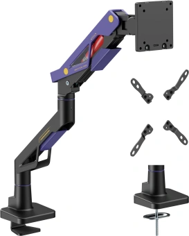 Кронштейн для мониторов Ultramounts UM741BP черный/фиолетовый 24"-57" макс.30кг крепление к столешнице поворот и наклон - купить недорого с доставкой в интернет-магазине