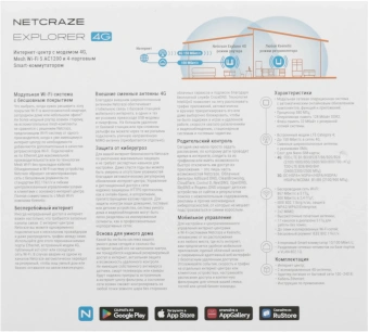 Роутер беспроводной Keenetic Netcraze Explorer 4G (NC-4910) AC1200 10/100BASE-TX/4G cat. 4 белый - купить недорого с доставкой в интернет-магазине