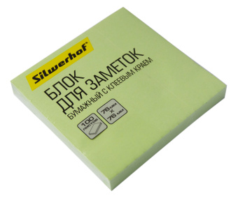 Блок самоклеящийся бумажный Silwerhof 682156-06 76x76мм 100лист. 75г/м2 пастель зеленый - купить недорого с доставкой в интернет-магазине