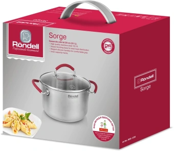 Кастрюля Rondell Sorge RDS-1220 3.1л. d=20см (с крышкой) стальной - купить недорого с доставкой в интернет-магазине