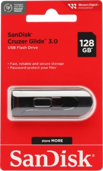 Флеш Диск Sandisk 128GB Cruzer Glide SDCZ600-128G-G35 USB3.0 черный/красный - купить недорого с доставкой в интернет-магазине