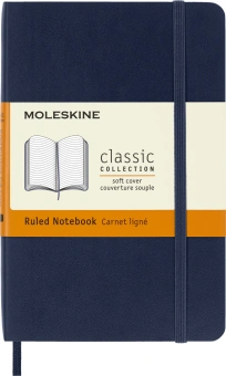 Блокнот Moleskine CLASSIC SOFT QP611B20 Pocket 90x140мм 192стр. линейка мягкая обложка синий сапфир - купить недорого с доставкой в интернет-магазине