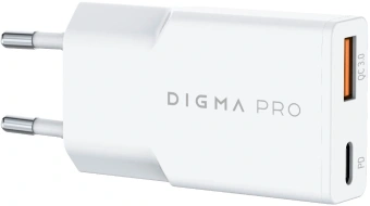 Сетевое зар./устр. Digma Pro DPW3A 30W 3A (PD+QC) USB-C/USB-A универсальное белый (DPW3A3GX11WH) - купить недорого с доставкой в интернет-магазине