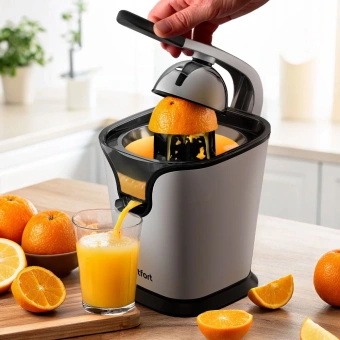 Соковыжималка цитрусовая Kitfort КТ-1169 160Вт рез.сок.:350мл. нержавеющая сталь/черный - купить недорого с доставкой в интернет-магазине