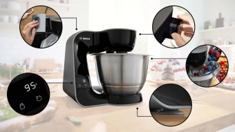 Кухонная машина Bosch Mum5 MUM5X планетар.вращ. 1000Вт черный/серый - купить недорого с доставкой в интернет-магазине