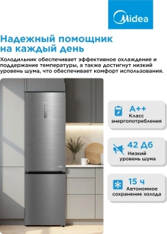 Холодильник Midea MDRB471MGF46O 2-хкамерн. нержавеющая сталь - купить недорого с доставкой в интернет-магазине