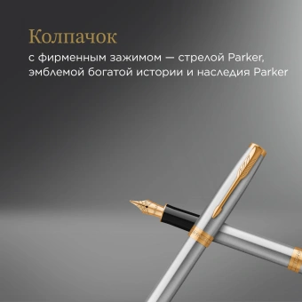 Ручка перьев. Parker Sonnet Core F527 (1931504) Stainless Steel GT F сталь нержавеющая подар.кор. - купить недорого с доставкой в интернет-магазине