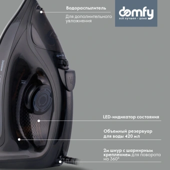 Утюг Domfy DSB-EI603 2600Вт черный - купить недорого с доставкой в интернет-магазине
