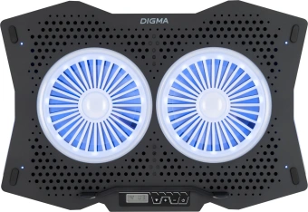 Подставка для ноутбука Digma D-NCP180-2x110RGB 18" 410x280x34мм 20дБ 2xUSB 2x 110ммFAN 700г Fan-control пластик ABS черный - купить недорого с доставкой в интернет-магазине