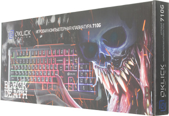 Клавиатура Оклик 710G BLACK DEATH черный/серый USB Multimedia for gamer LED - купить недорого с доставкой в интернет-магазине