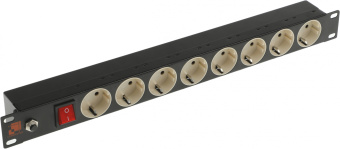 Блок распределения питания Lanmaster LAN-EP19-8P/S гор.размещ. 8xSchuko базовые 10A без вилки - купить недорого с доставкой в интернет-магазине