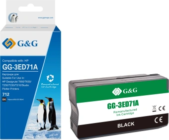 Картридж струйный G&G GG-3ED71A 712 черный (80мл) для HP DesignJet T650/T630/T250/T230/T210/Studio Plotter Printers - купить недорого с доставкой в интернет-магазине